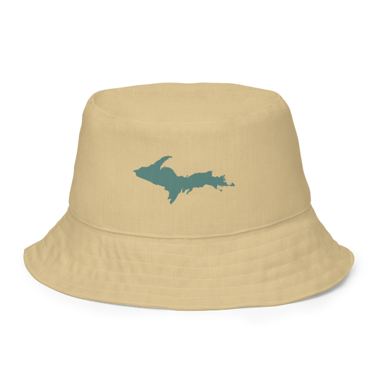 Michigan Upper Peninsula Bucket Hat (w/ Copper Green UP Outline) | Reversible - Maple Color