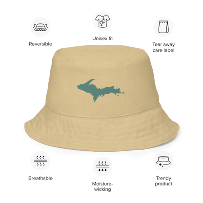 Michigan Upper Peninsula Bucket Hat (w/ Copper Green UP Outline) | Reversible - Maple Color