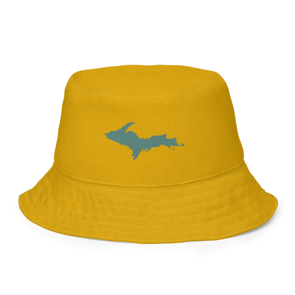 Michigan Upper Peninsula Bucket Hat (w/ Copper Green UP Outline) | Reversible - Gold