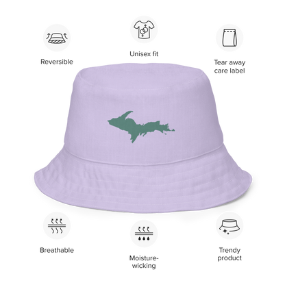 Michigan Upper Peninsula Bucket Hat (w/ Copper Green UP Outline) | Reversible - Lavander