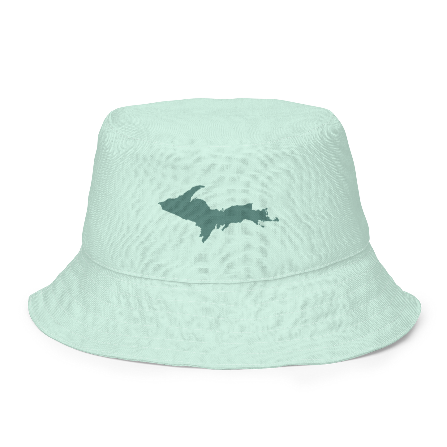 Michigan Upper Peninsula Bucket Hat (w/ Copper Green UP Outline) | Reversible - Sea Green