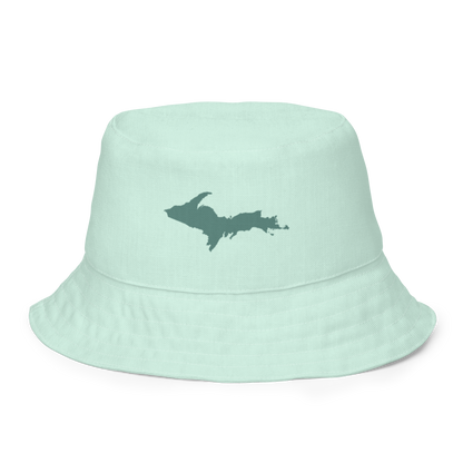 Michigan Upper Peninsula Bucket Hat (w/ Copper Green UP Outline) | Reversible - Sea Green