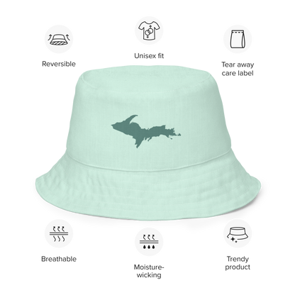 Michigan Upper Peninsula Bucket Hat (w/ Copper Green UP Outline) | Reversible - Sea Green