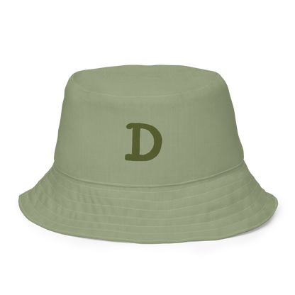 Detroit Bucket Hat (w/ Army Green 'Old French D') | Reversible - Beachgrass Green