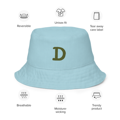 Detroit Bucket Hat (w/ Army Green 'Old French D' | Reversible - '58 Caddie Blue