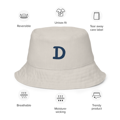 Detroit Bucket Hat (w/ Navy 'Old French D') | Reversible - Canvas Color