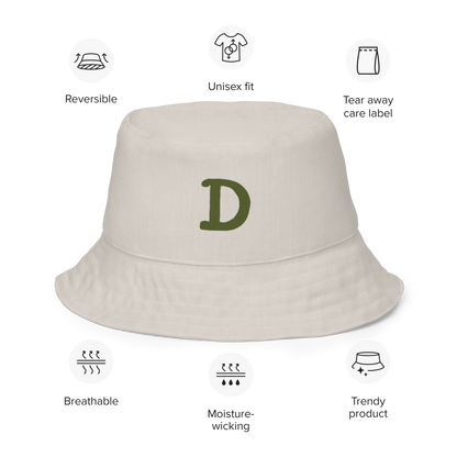 Detroit Bucket Hat (w/ Army Green 'Old French D') | Reversible - Canvas Color