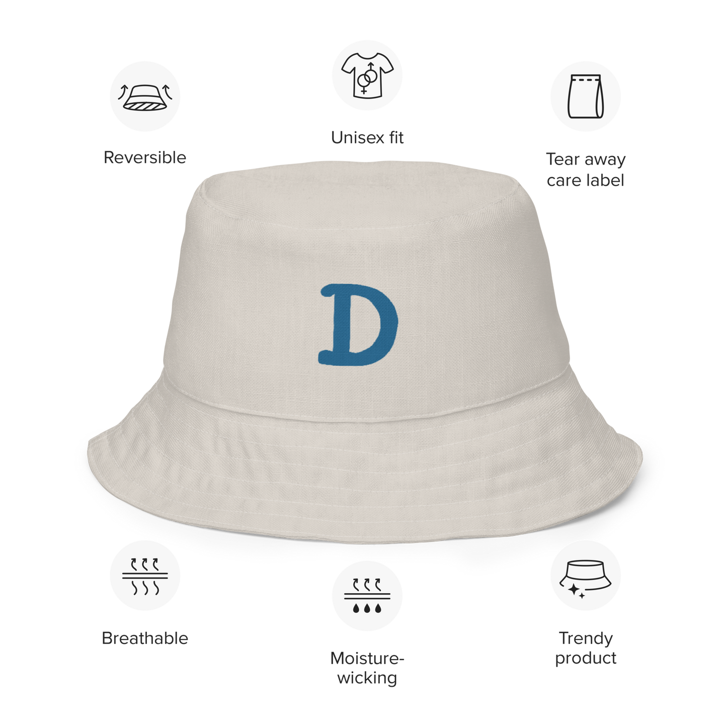 Detroit Bucket Hat (w/ Blueberry 'Old French D') | Reversible - Canvas Color