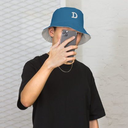 Detroit Bucket Hat (w/ 'Old French D') | Reversible - Blueberry/Canvas Color