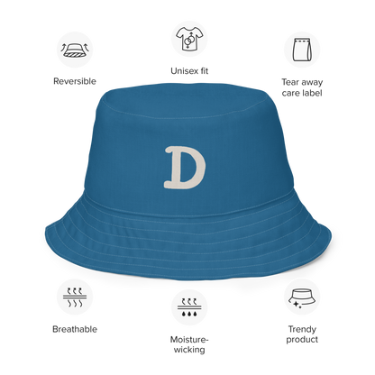 Detroit Bucket Hat (w/ 'Old French D') | Reversible - Blueberry/Canvas Color