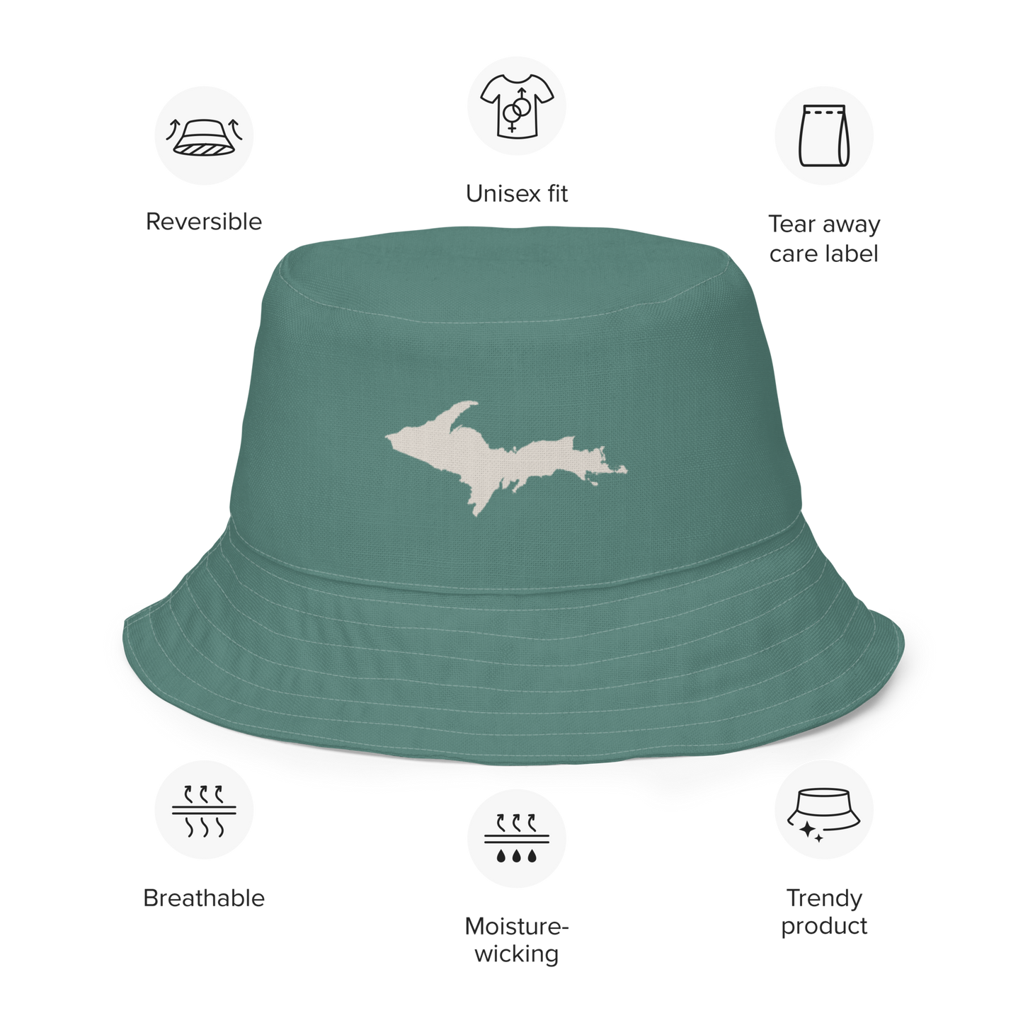 Michigan Upper Peninsula Bucket Hat | Reversible - Copper Green/Canvas Color