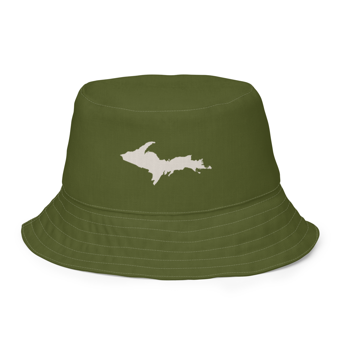 Michigan Upper Peninsula Bucket Hat | Reversible - Army Green/Canvas Color