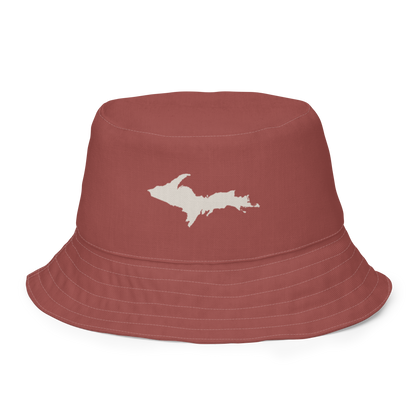 Michigan Upper Peninsula Bucket Hat | Reversible - Ore Dock Red/Canvas Color