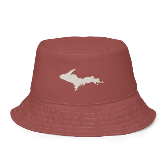 Michigan Upper Peninsula Bucket Hat | Reversible - Ore Dock Red/Canvas Color