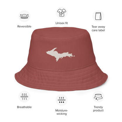 Michigan Upper Peninsula Bucket Hat | Reversible - Ore Dock Red/Canvas Color