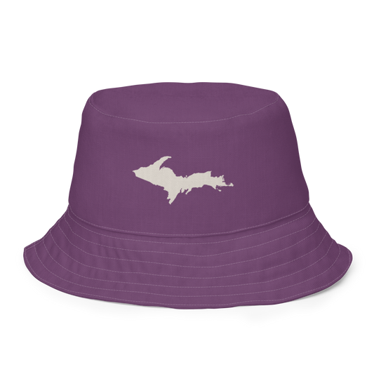 Michigan Upper Peninsula Bucket Hat | Reversible - Plum/Canvas Color