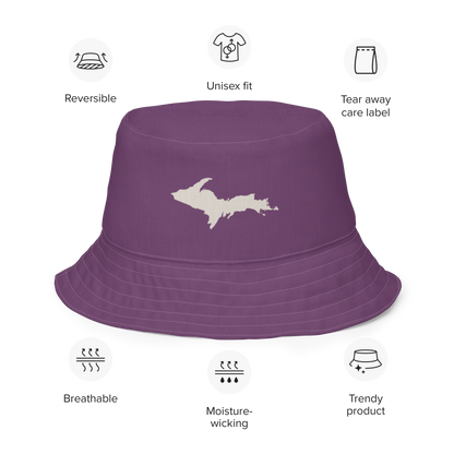 Michigan Upper Peninsula Bucket Hat | Reversible - Plum/Canvas Color