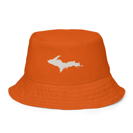 Michigan Upper Peninsula Bucket Hat | Reversible - Maple Leaf Orange/Canvas Color