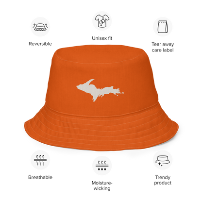 Michigan Upper Peninsula Bucket Hat | Reversible - Maple Leaf Orange/Canvas Color