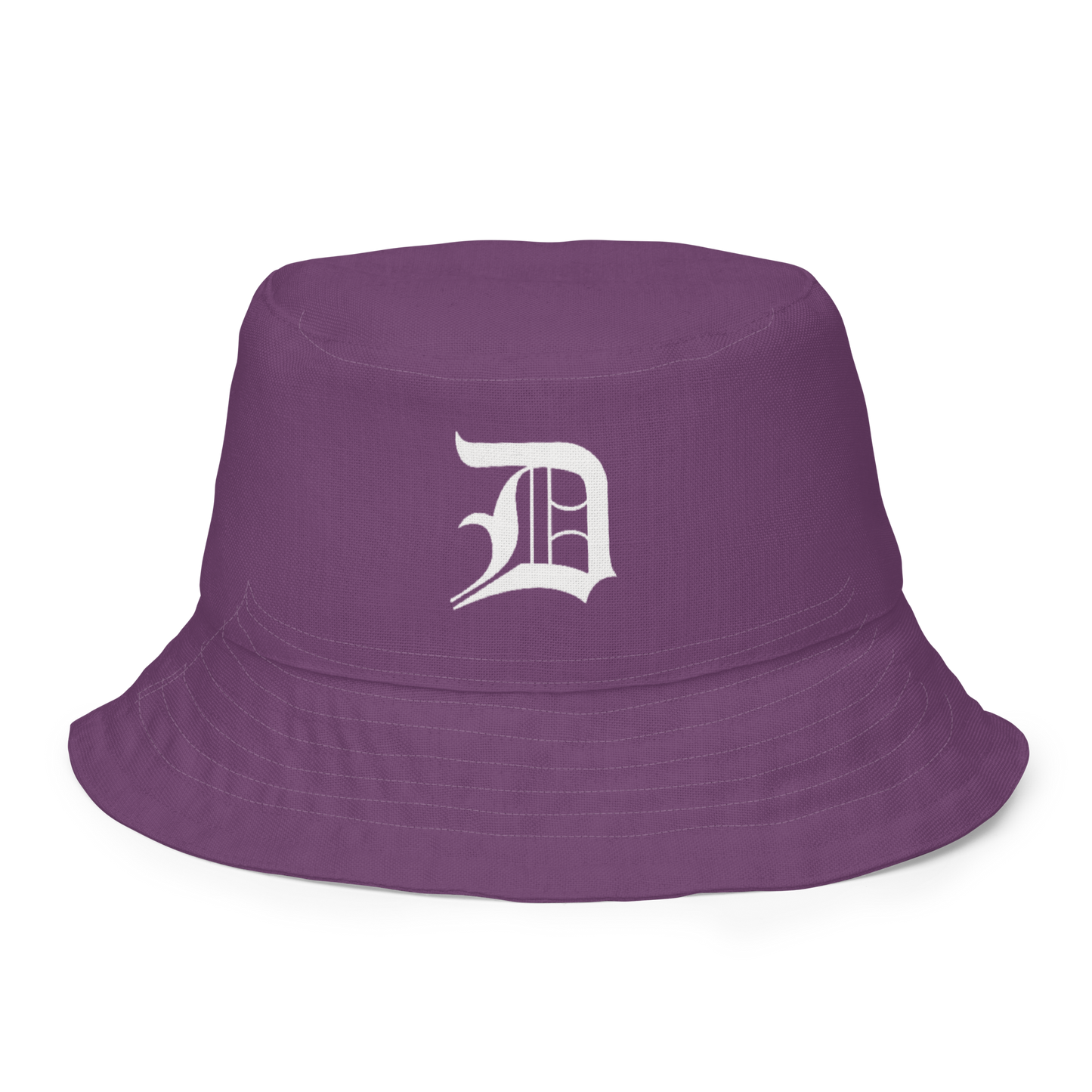 Detroit 'Old English D' Bucket Hat | Reversible - Plum/Canvas Color