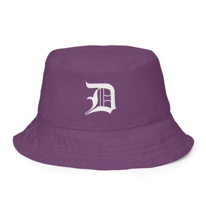 Detroit 'Old English D' Bucket Hat | Reversible - Plum/Canvas Color