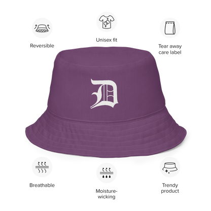 Detroit 'Old English D' Bucket Hat | Reversible - Plum/Canvas Color