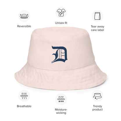 Detroit 'Old English D' Bucket Hat | Reversible - Champagne Pink/Canvas Color