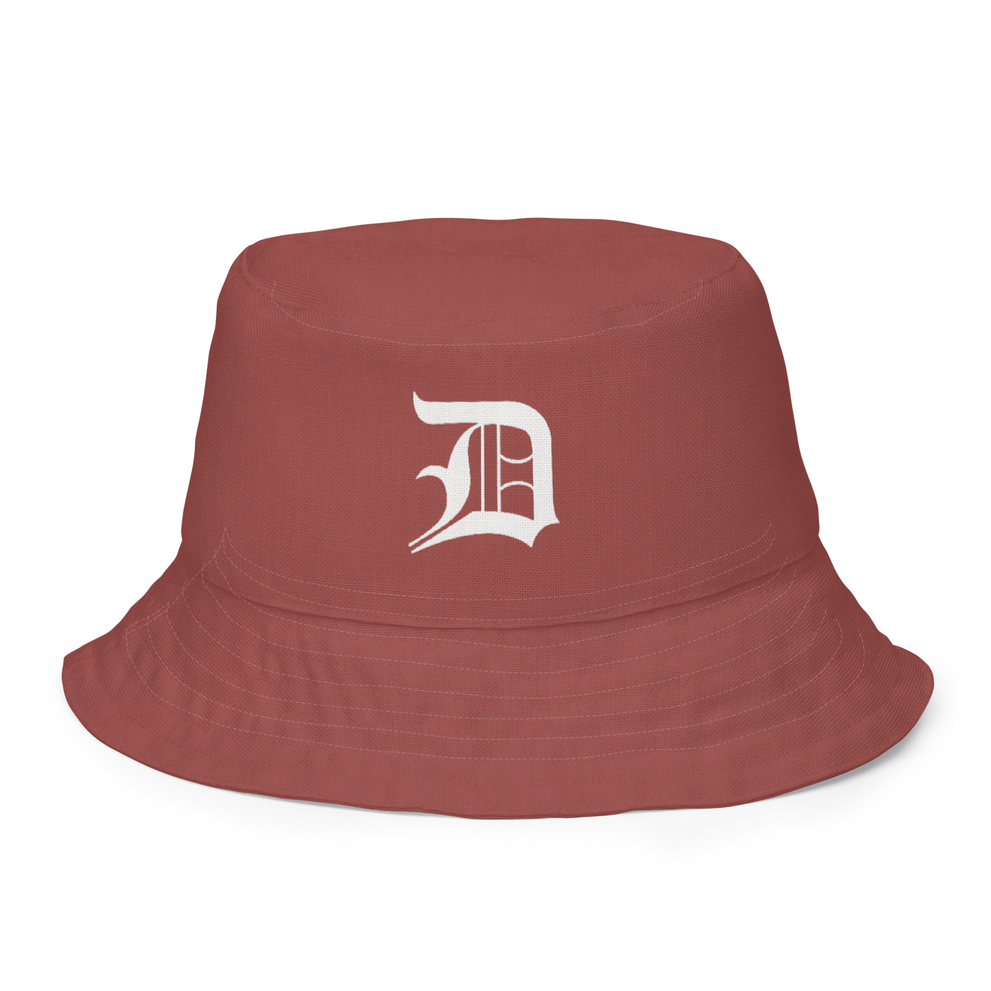 Detroit 'Old English D' Bucket Hat | Reversible - Ore Dock Red/Canvas Color