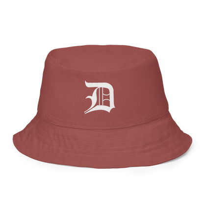 Detroit 'Old English D' Bucket Hat | Reversible - Ore Dock Red/Canvas Color