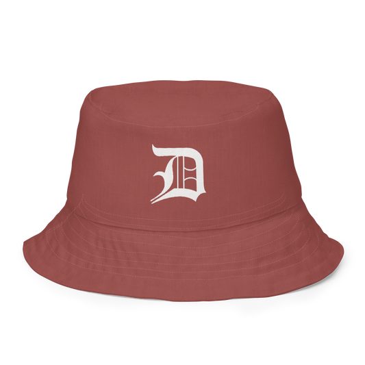 Detroit 'Old English D' Bucket Hat | Reversible - Ore Dock Red/Canvas Color