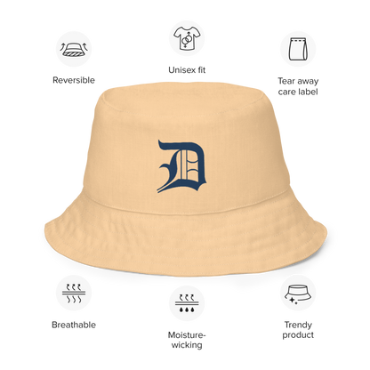 Detroit 'Old English D' Bucket Hat | Reversible - Pale Apricot/Canvas Color