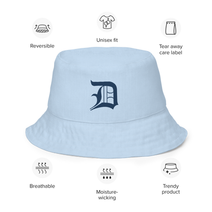 Detroit 'Old English D' Bucket Hat | Reversible - Light Blue/Canvas Color