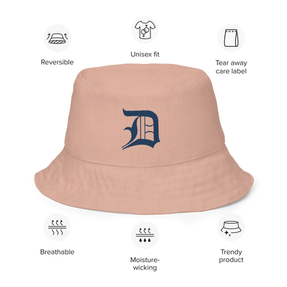 Detroit 'Old English D' Bucket Hat | Reversible - Pale Copper/Canvas Color