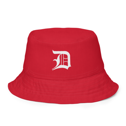 Detroit 'Old English D' Bucket Hat | Reversible - Aliform Red/Canvas Color