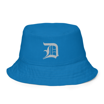 Detroit 'Old English D' Bucket Hat | Reversible - Azure/Silver