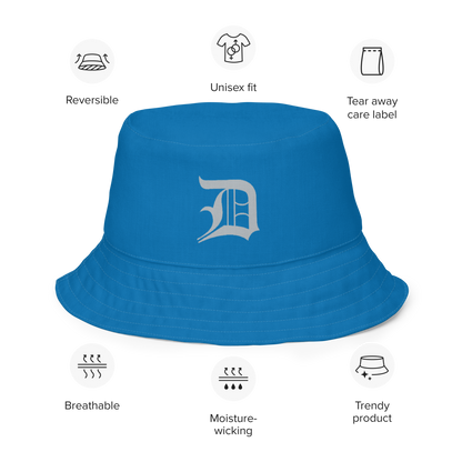 Detroit 'Old English D' Bucket Hat | Reversible - Azure/Silver