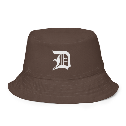 Detroit 'Old English D' Bucket Hat | Reversible - Hickory/Canvas Color