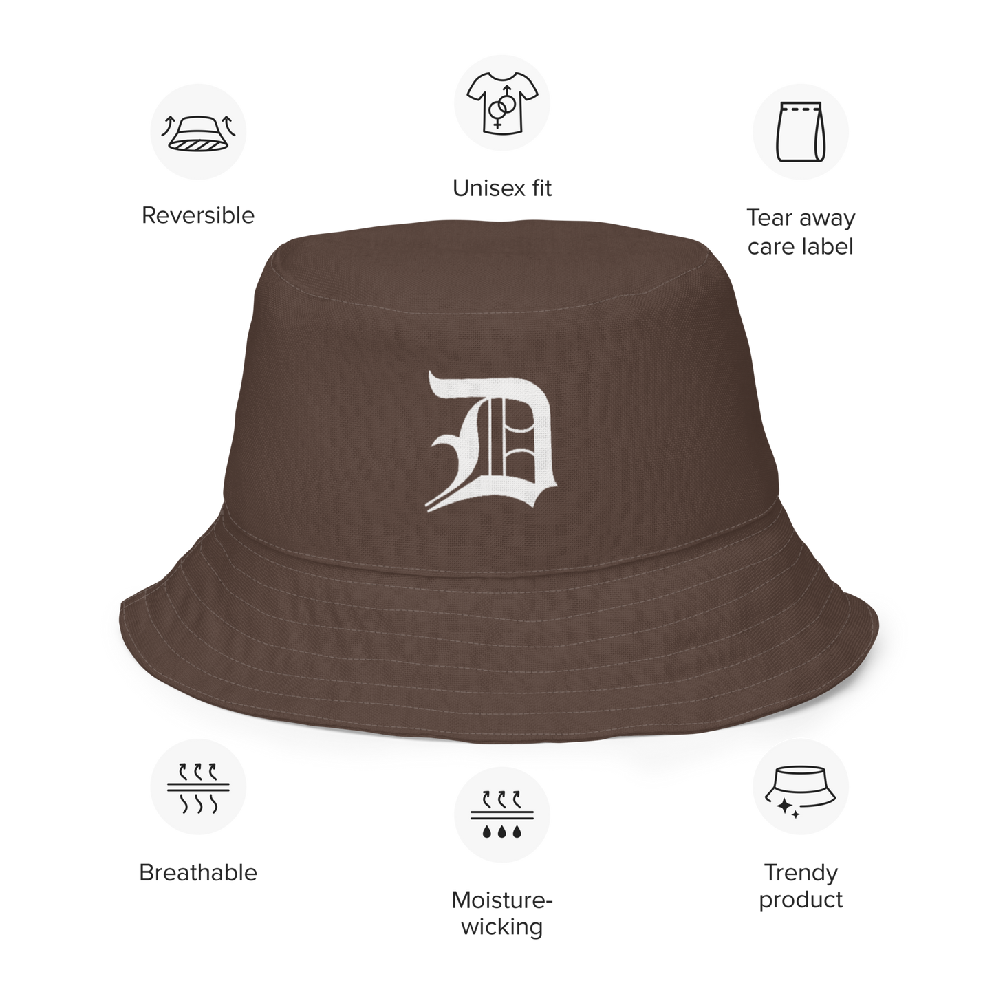 Detroit 'Old English D' Bucket Hat | Reversible - Hickory/Canvas Color