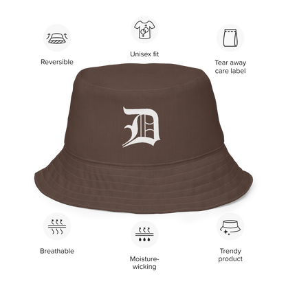 Detroit 'Old English D' Bucket Hat | Reversible - Hickory/Canvas Color