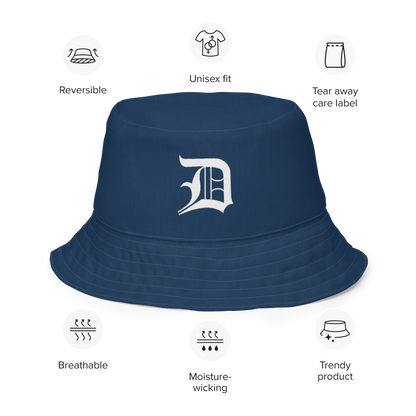 Detroit 'Old English D' Bucket Hat | Reversible - Navy