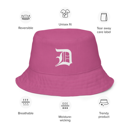 Detroit 'Old English D' Bucket Hat | Reversible - Apple Blossom Pink