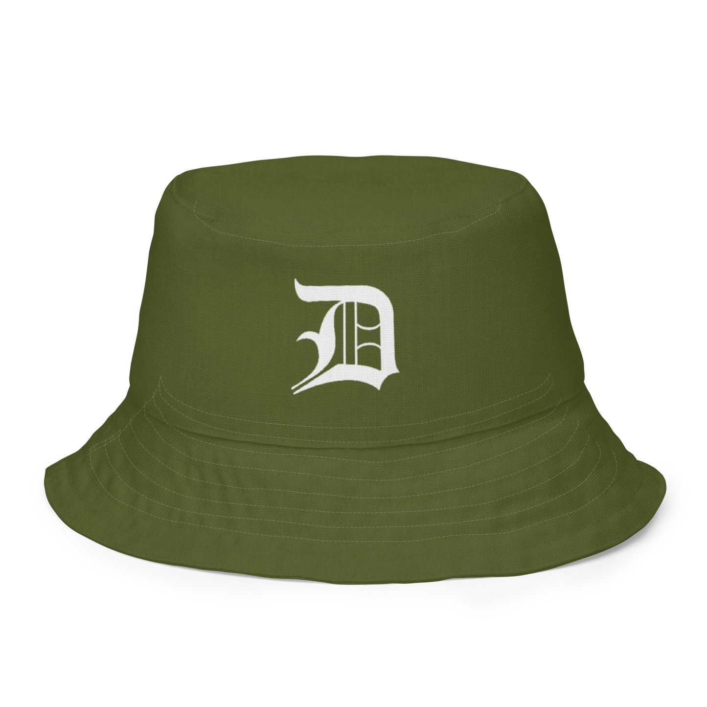 Detroit 'Old English D' Bucket Hat | Reversible - Army Green