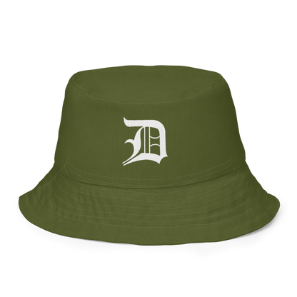 Detroit 'Old English D' Bucket Hat | Reversible - Army Green