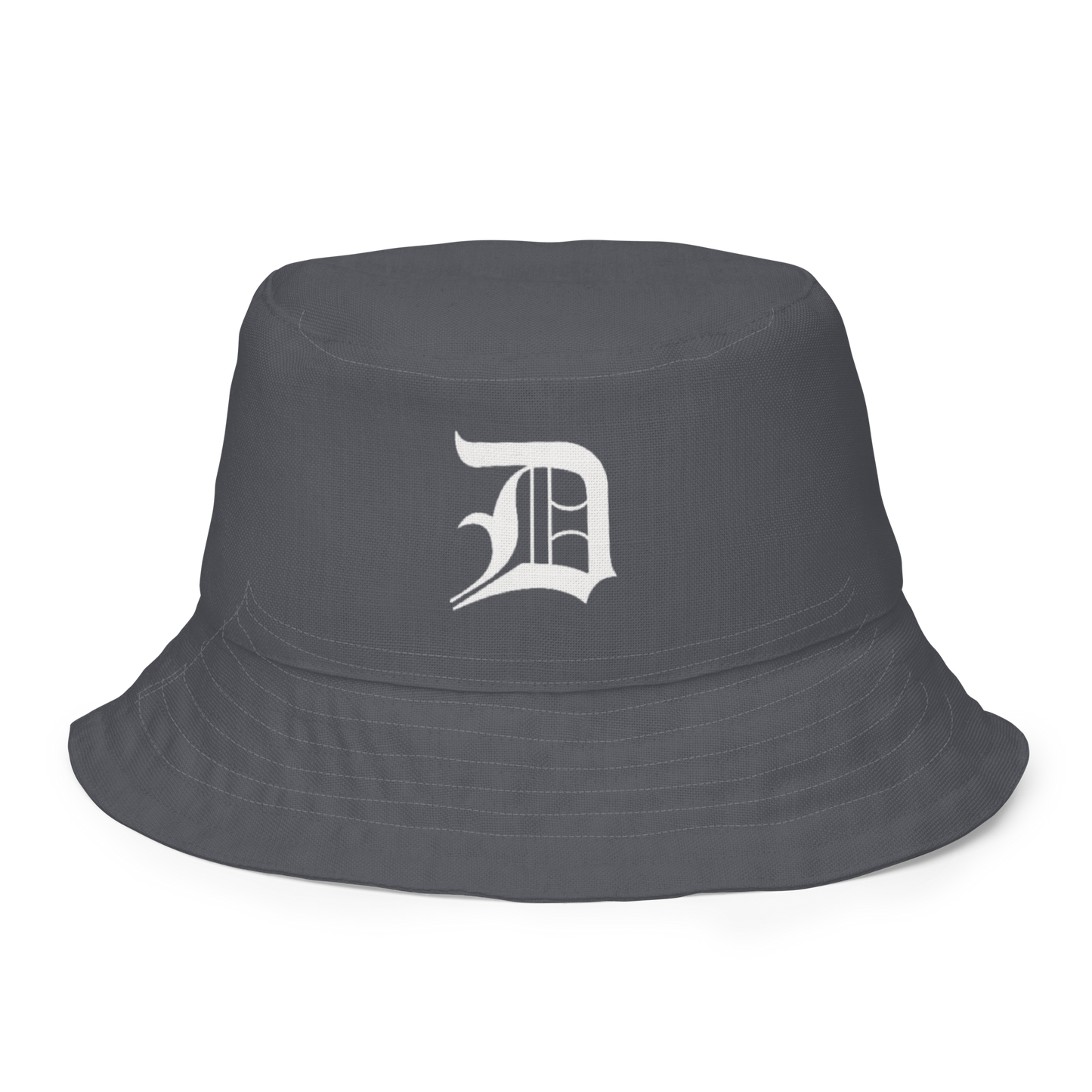 Detroit 'Old English D' Bucket Hat | Reversible - Iron Ore Grey