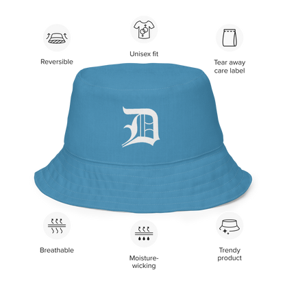 Detroit 'Old English D' Bucket Hat | Reversible - Lake Michigan Blue