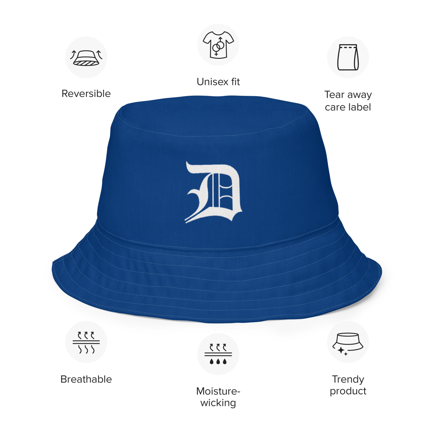 Detroit 'Old English D' Bucket Hat | Reversible - Dearborn Blue