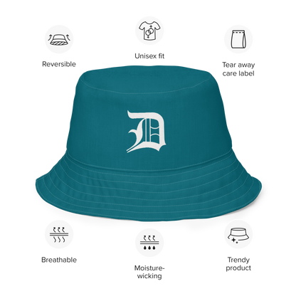 Detroit 'Old English D' Bucket Hat | Reversible - Auburn Hills Teal