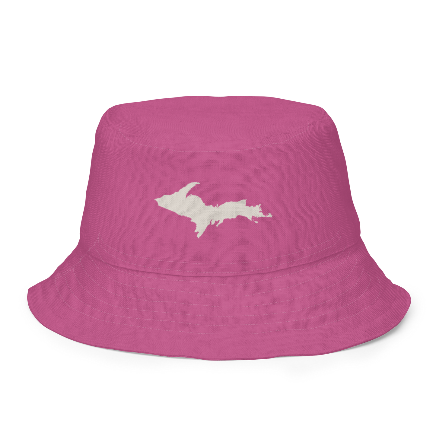 Michigan Upper Peninsula Bucket Hat | Reversible - Apple Blossom Pink/Canvas Color