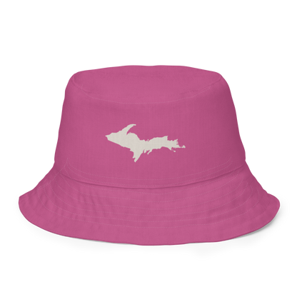 Michigan Upper Peninsula Bucket Hat | Reversible - Apple Blossom Pink/Canvas Color