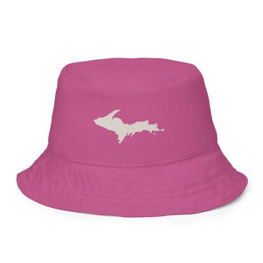 Michigan Upper Peninsula Bucket Hat | Reversible - Apple Blossom Pink/Canvas Color